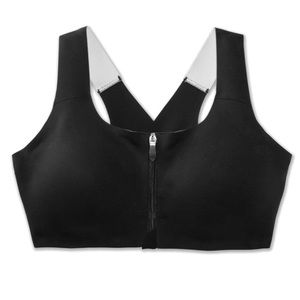 Brooks Dare Zip Run Bra | Black 32 C/D | Sports Running Zip-Front